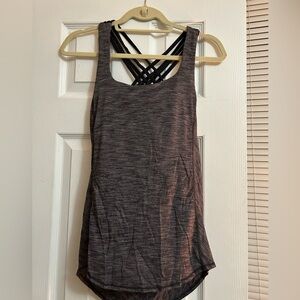 Lululemon Gray Free to Be Wild Heather Low Back Built-In Bra Yoga Workout Top 4